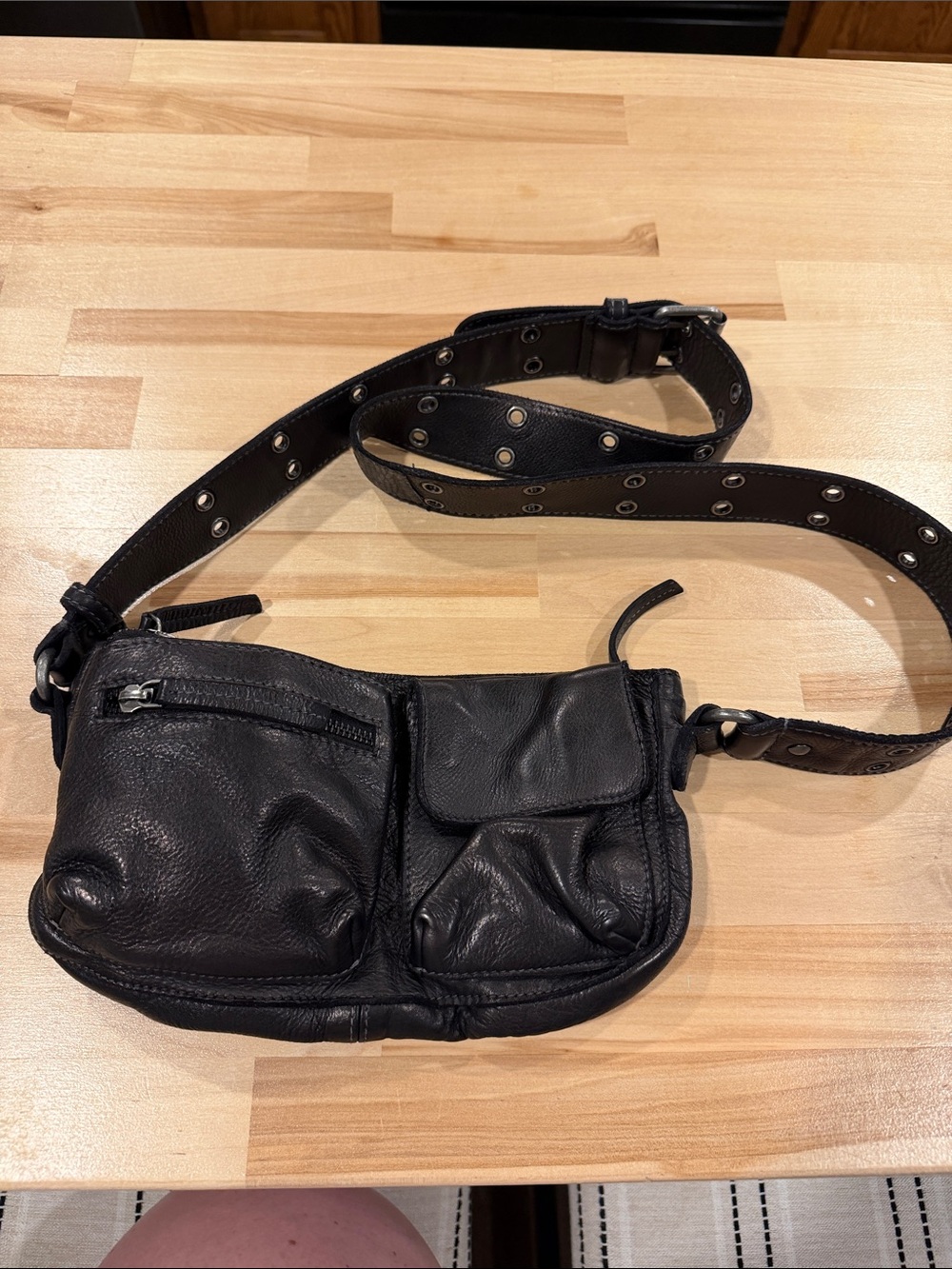 Free People Black Leather Shoulder or Crossbody